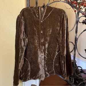 Vintage Russ Berens Mocha Brown Crushed Velvet Top